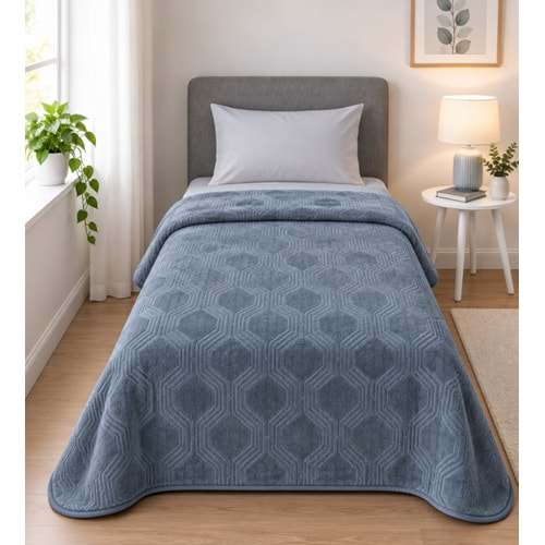 Özdilek Trendy Embos Tek Kişilik Battaniye (155x220)-Art Deco Atlantik Yeşil Yeni