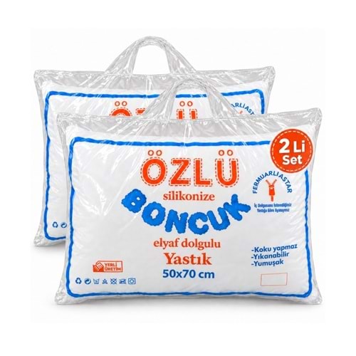 2li Set Dolgun Boncuk Silikon Yastık 2x900gr (Fermuarlı ve Pamuklu Kumaş)