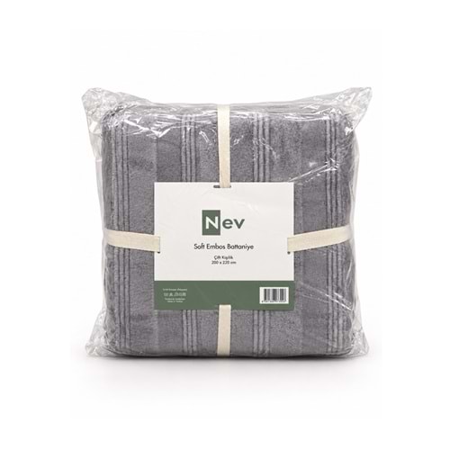 Özdilek Nev Serisi Soft Embos Çift Kişilik Battaniye (200x220) - Koyu Gri