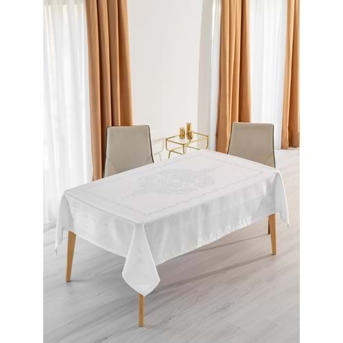 Jumbo Jakar Beyaz Sıvı Geçirmez Kumaş Pano 8-10-12 Kişilik Masa Örtüsü (160x220)