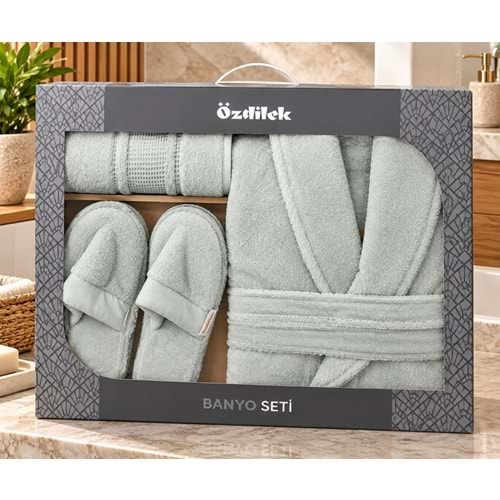 Özdilek Colourist Su Yeşili Kişisel Banyo Bornoz Seti (L Beden)