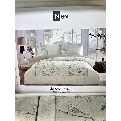 Özdilek Nev Serisi -Aquilegia Yeşil- Tek Kişilik Nevresim Takımı