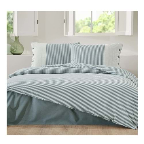 Özdilek Ranforce -Natural Line Mavi- Battal Boy (King Size) Çift Kişilik Nevresim Takımı