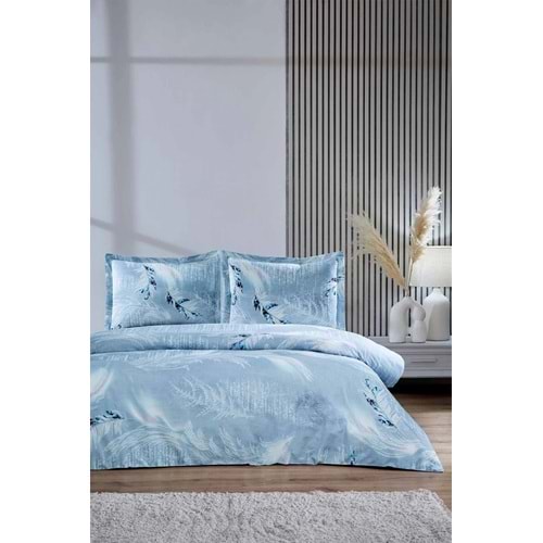 Özdilek Ranforce -Silver Snow Mavi- Battal Boy (King Size) Çift Kişilik Nevresim Takımı