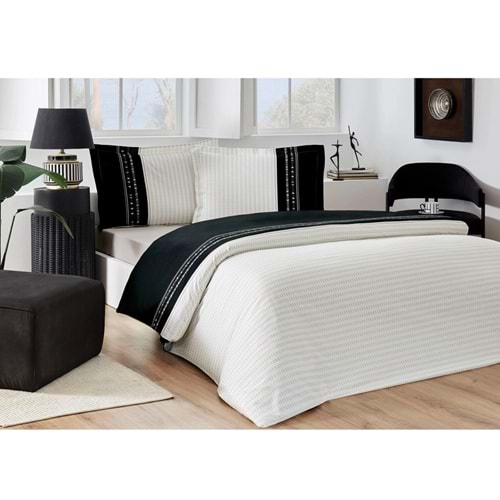 Özdilek Ranforce -Destaque Siyah- Battal Boy (King Size) Çift Kişilik Nevresim Takımı