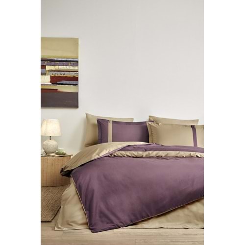 Özdilek Ranforce -Colour Stripe Mürdüm- Tek Kişilik Nevresim Takımı