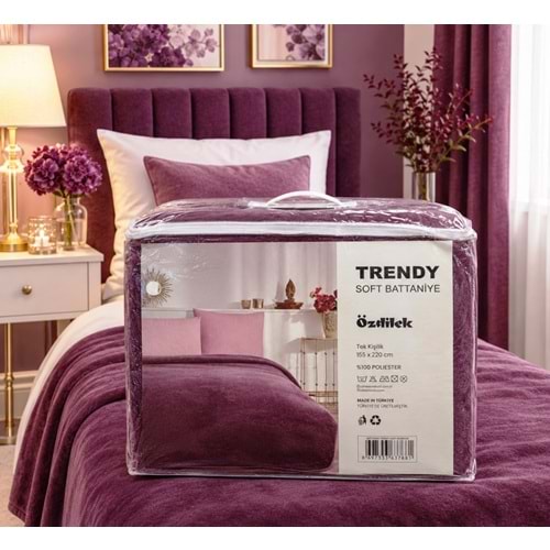 Özdilek Trendy Soft Tek Kişilik Battaniye (155x220)-Mürdüm