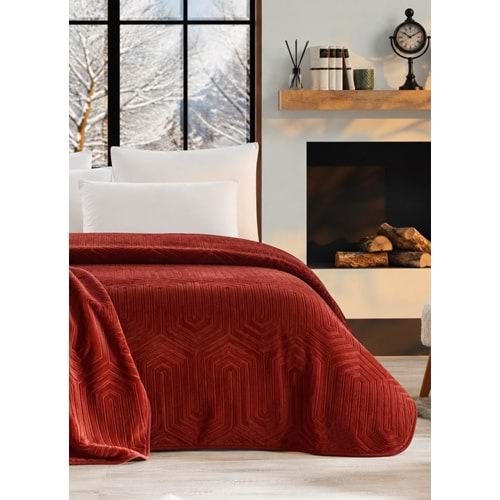 Özdilek Prestige Kalın Embos Tek Kişilik Battaniye (155x220)-Terracotta