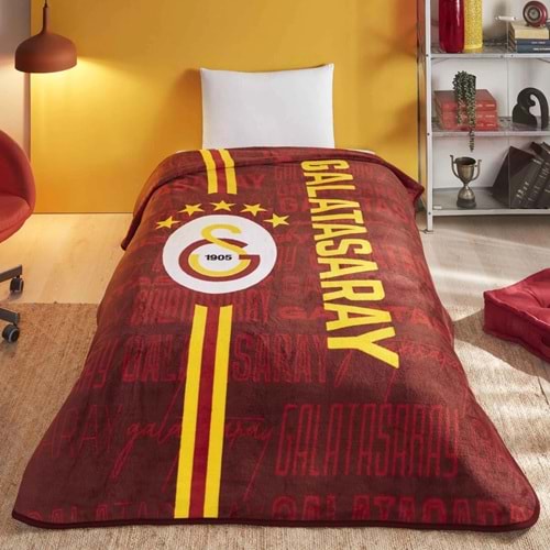 Taç Taraftar Lisanslı Tek Kişilik Battaniye (160x220)-GALATASARAY 5.YILDIZ