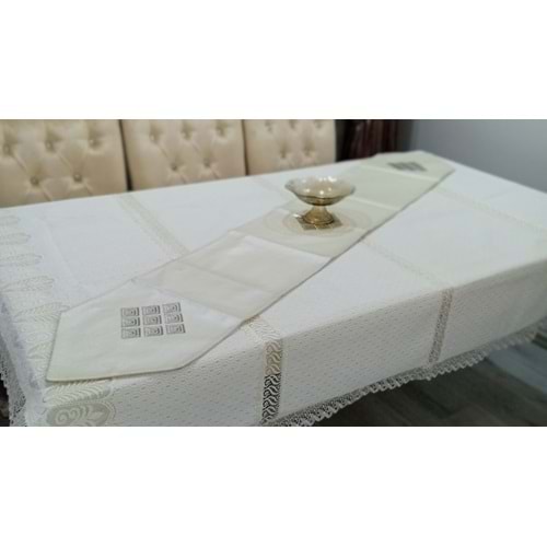 Elessa Deri Pul İşlemeli Uzun Runner 40*120 KREM