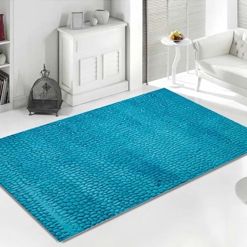 Döpland 3D Firuze Dekoratif Halı 100x150 - Ördek Mavisi