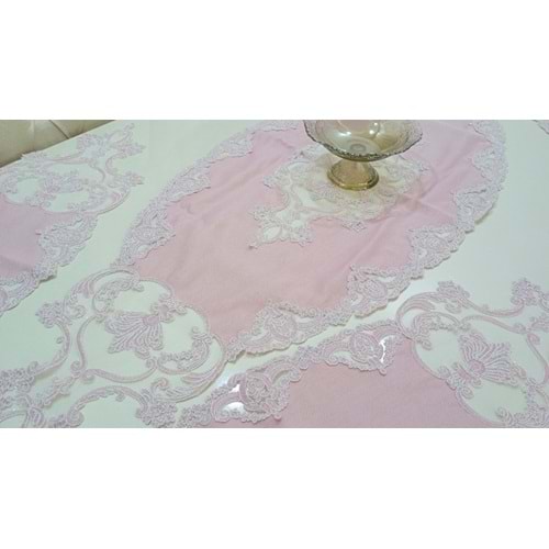 Öz Home Linen keten 5 li Salon Takımı Pembe