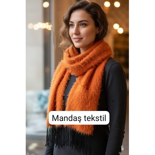 Mandaş Style El Dokuma Angora Bayan Şalı-Hardal