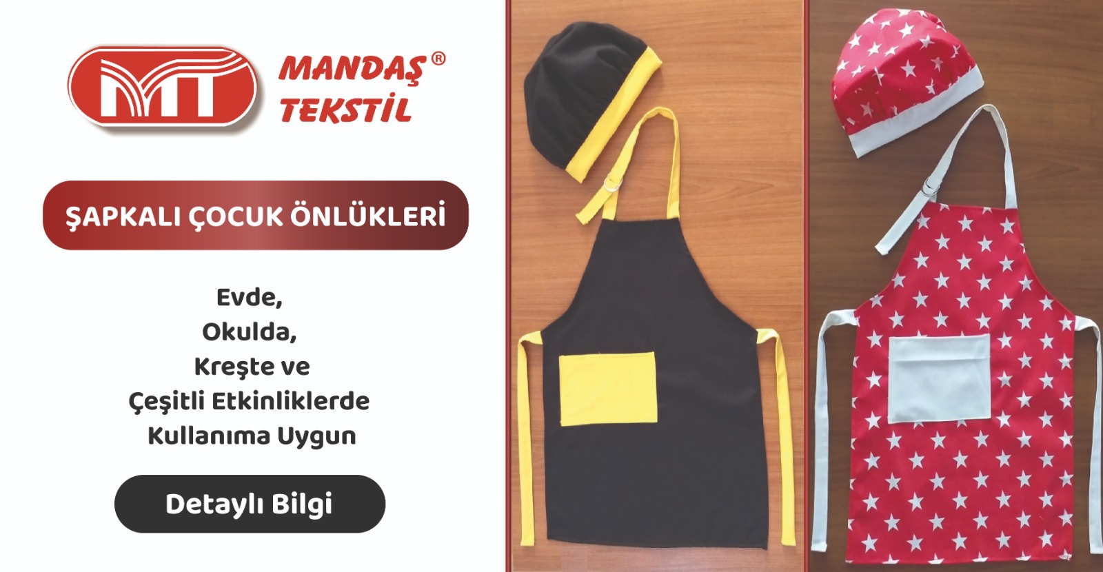 Şapkalı Mutfak Önlüğü, Etkinlik Önlüğü (Çocuklar İçin)