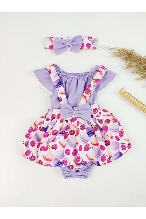Balon Etek Lila Kız Bebek Elbise