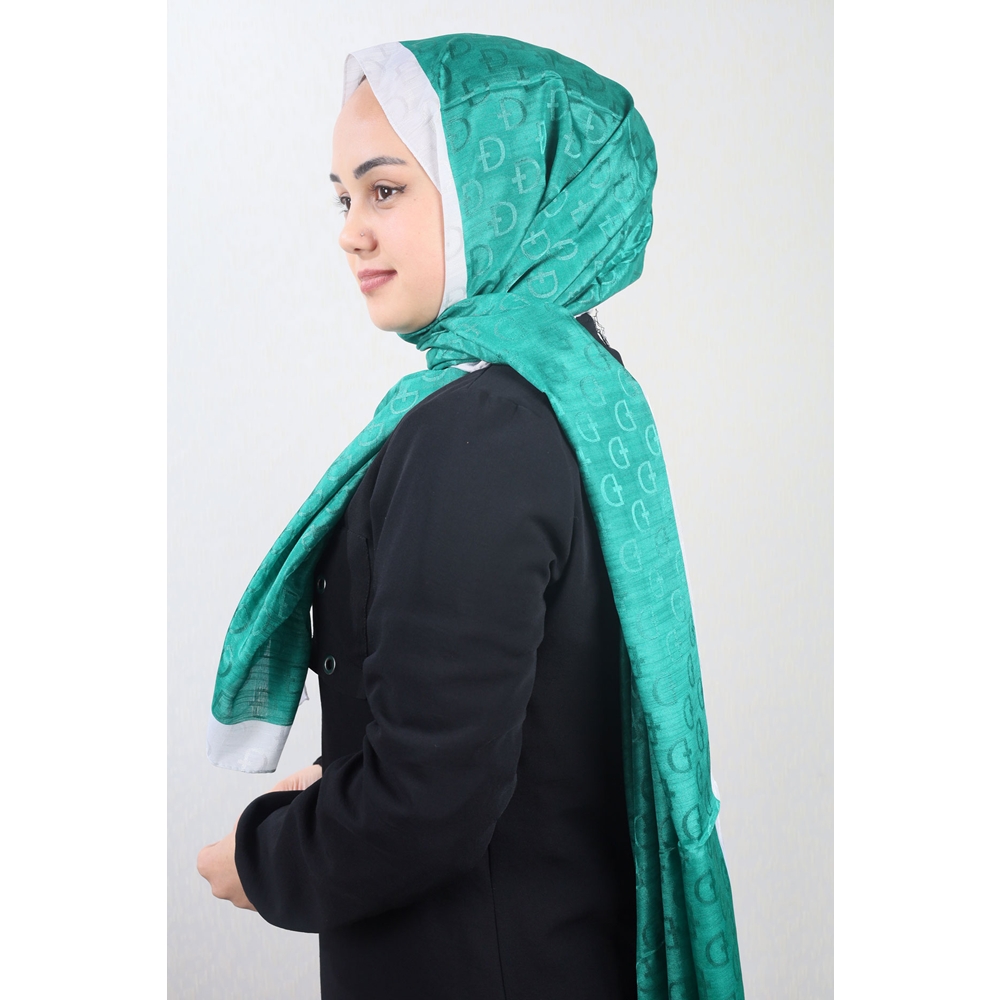 Bonjela Kendinden Desenli Şeritli Monogram Şal - Desen-01 - Renk-11