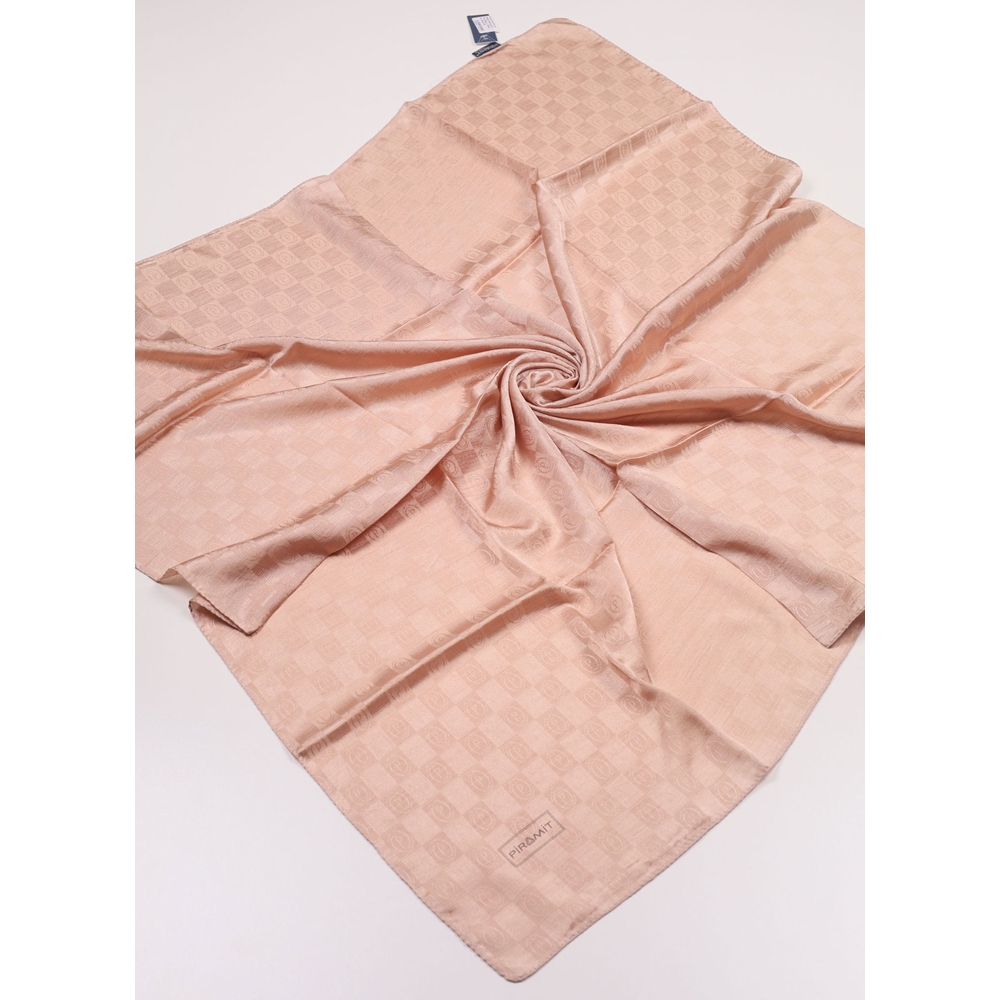 Piramit Kendinden Desenli Monogram Floş Eşarp - Desen-04