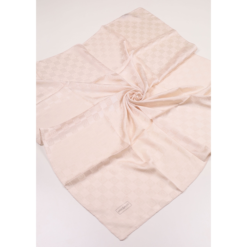 Piramit Kendinden Desenli Monogram Floş Eşarp - Desen-04