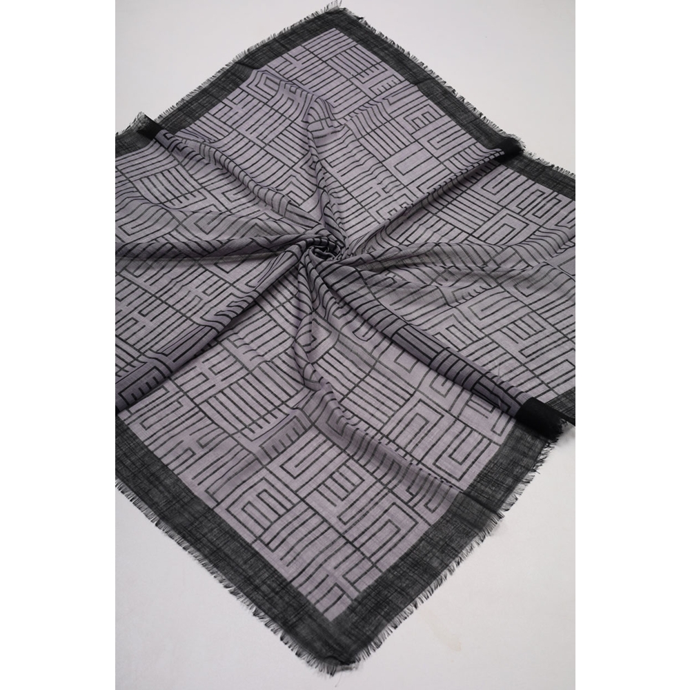 Desenli Keten Flamlı Eşarp - Desen-01