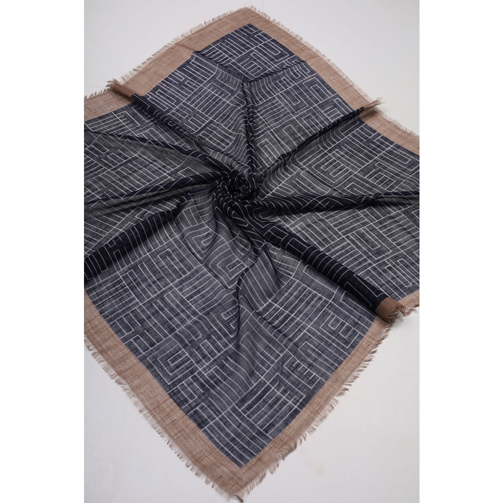 Desenli Keten Flamlı Eşarp - Desen-01