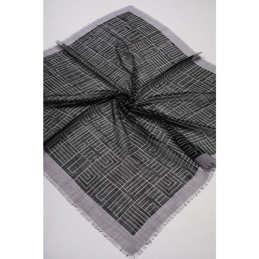 Desenli Keten Flamlı Eşarp - Desen-01