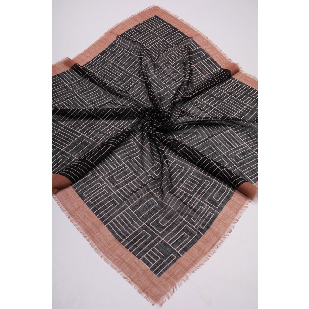 Desenli Keten Flamlı Eşarp - Desen-01