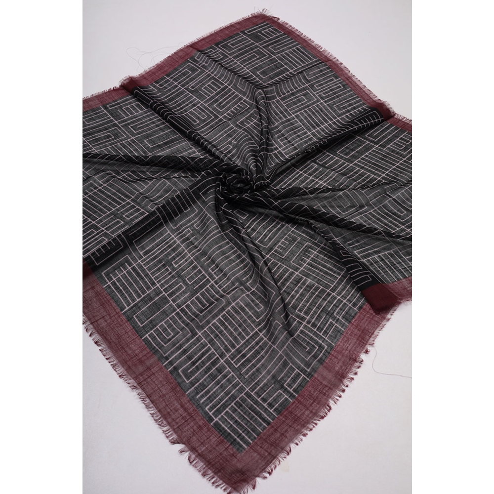 Desenli Keten Flamlı Eşarp - Desen-01