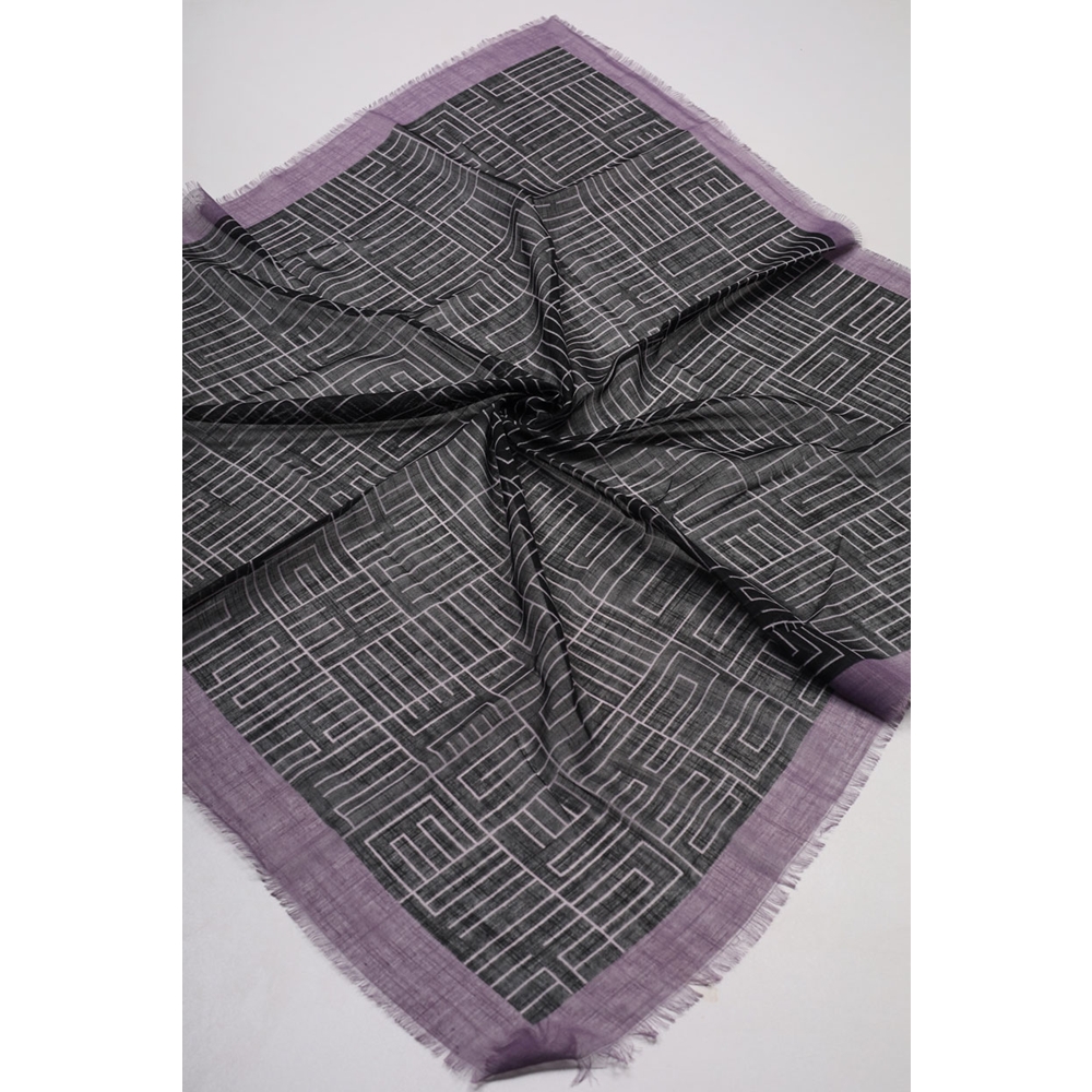 Desenli Keten Flamlı Eşarp - Desen-01