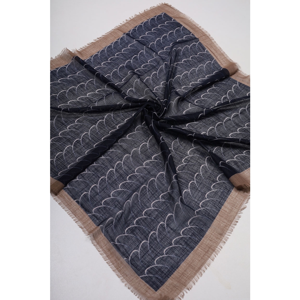 Desenli Keten Flamlı Eşarp - Desen-02