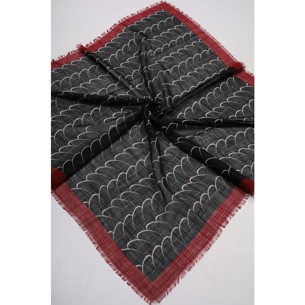 Desenli Keten Flamlı Eşarp - Desen-02