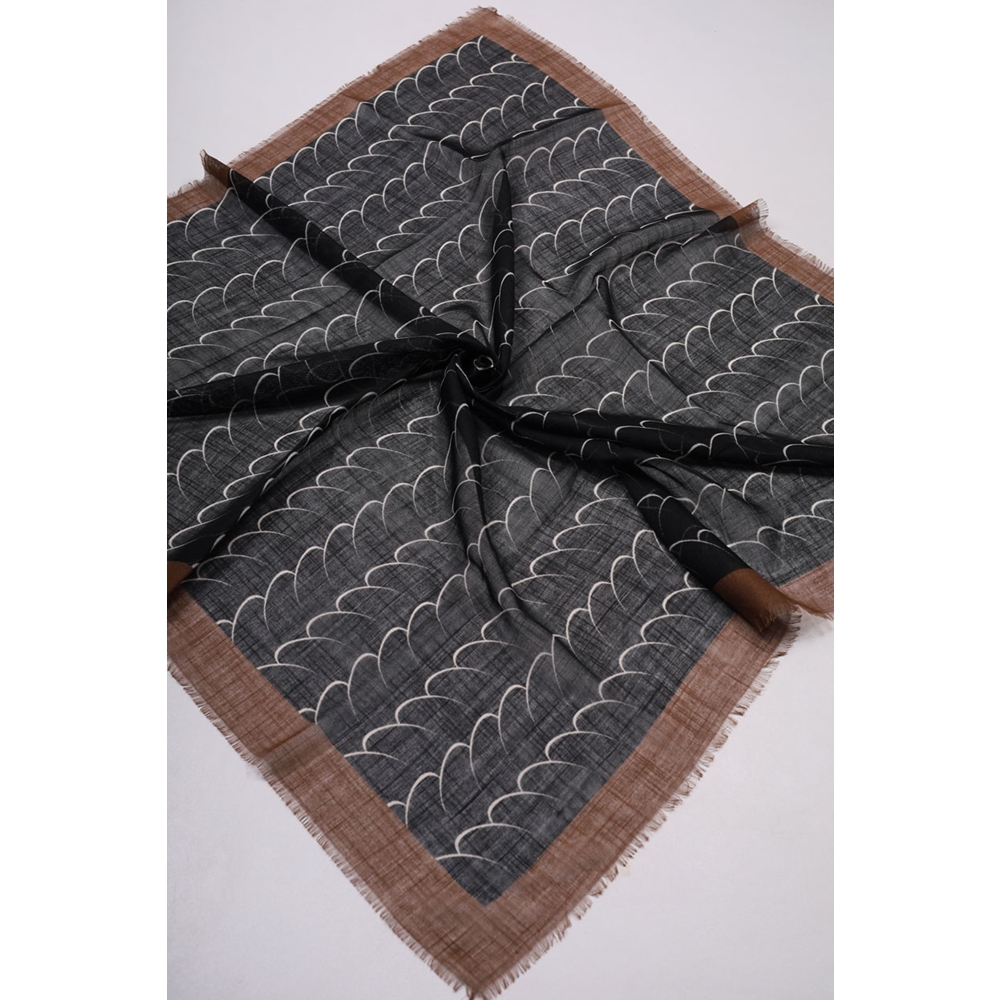 Desenli Keten Flamlı Eşarp - Desen-02