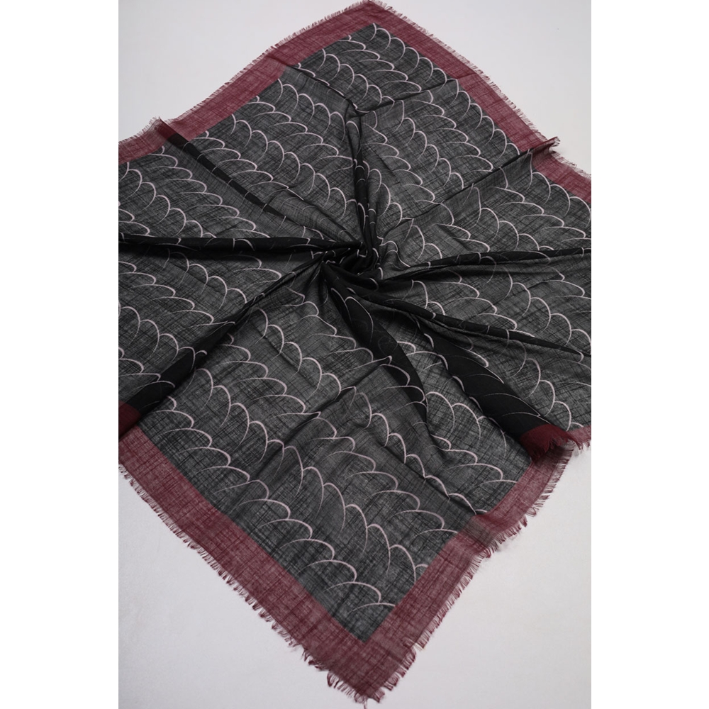 Desenli Keten Flamlı Eşarp - Desen-02