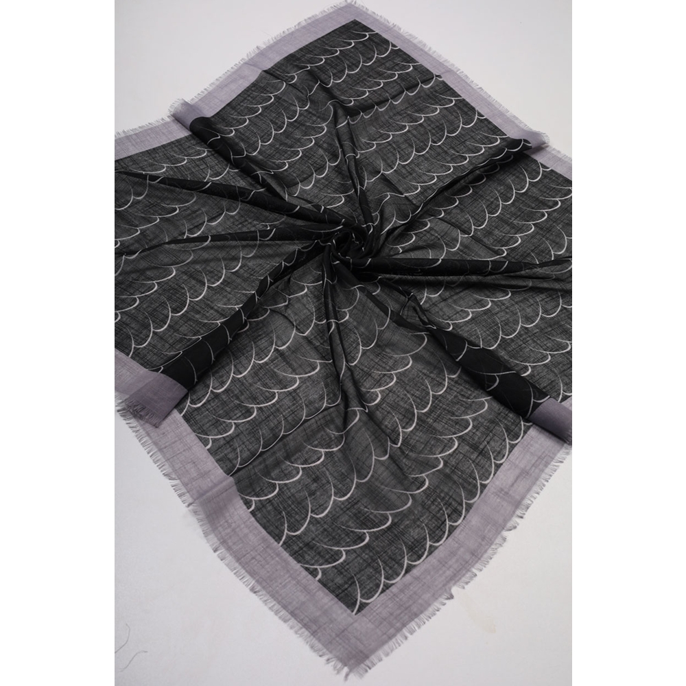 Desenli Keten Flamlı Eşarp - Desen-02