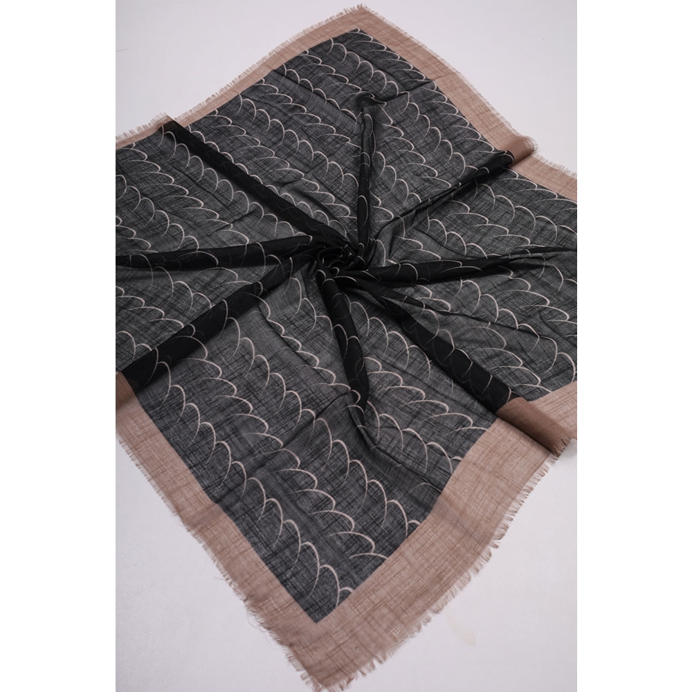 Desenli Keten Flamlı Eşarp - Desen-02