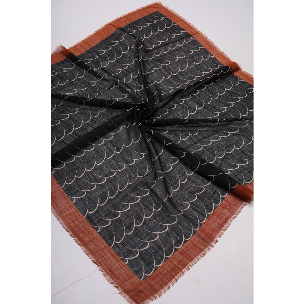 Desenli Keten Flamlı Eşarp - Desen-02