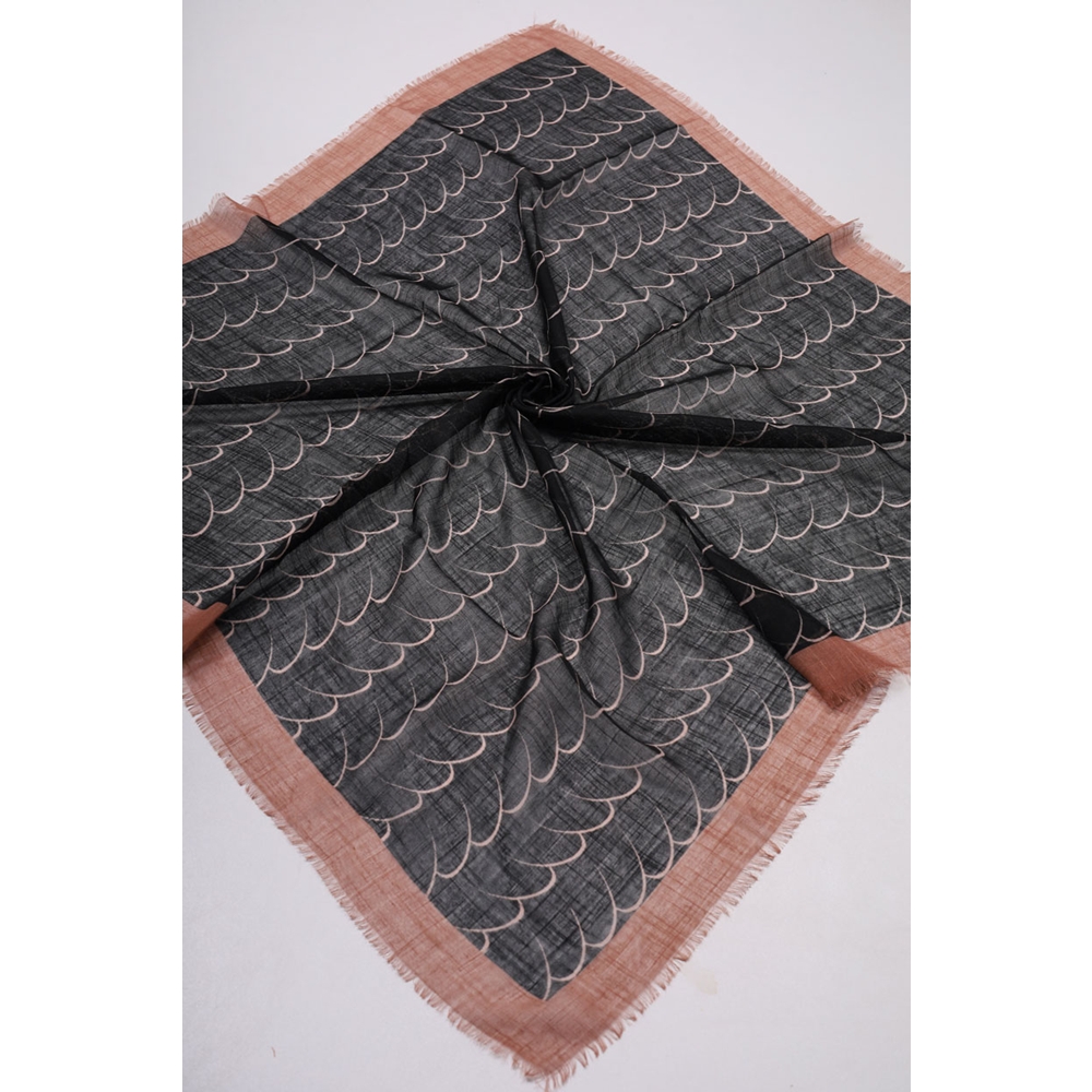 Desenli Keten Flamlı Eşarp - Desen-02