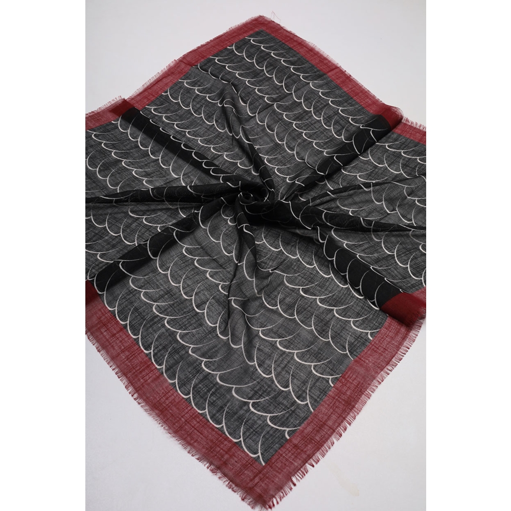 Desenli Keten Flamlı Eşarp - Desen-02