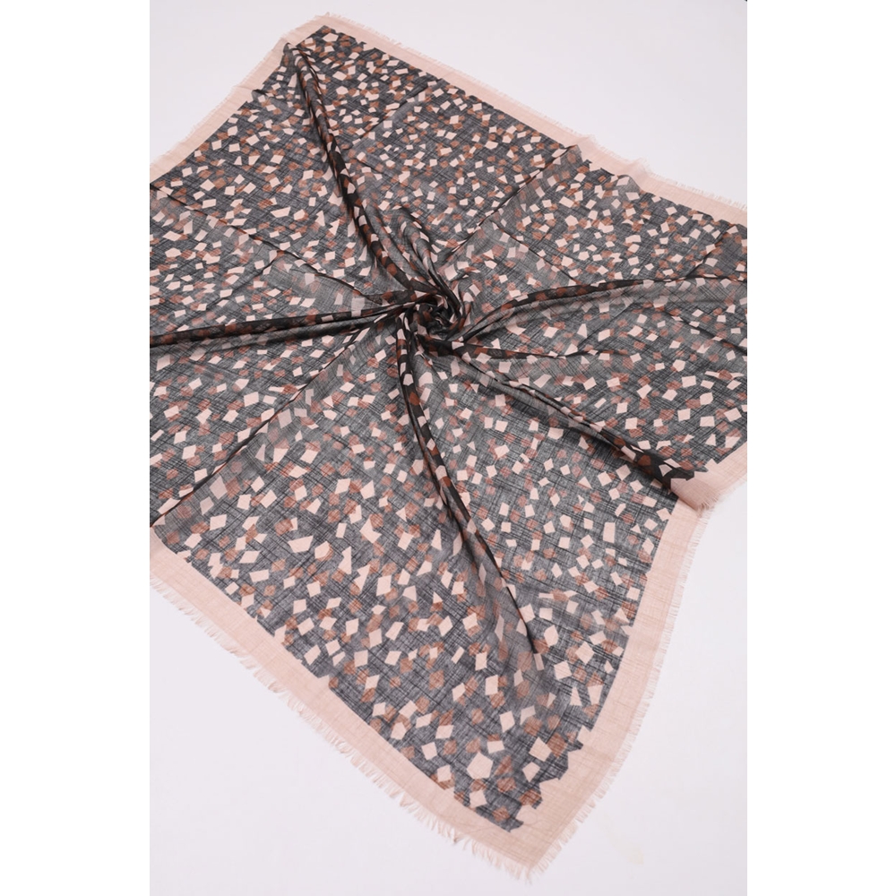 Desenli Keten Flamlı Eşarp - Desen-03