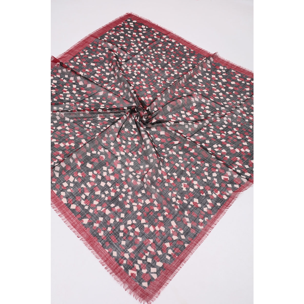 Desenli Keten Flamlı Eşarp - Desen-03