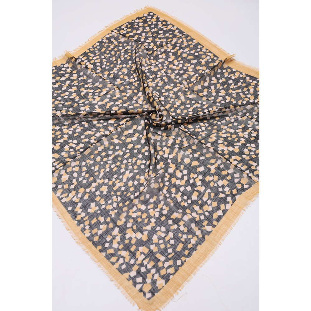 Desenli Keten Flamlı Eşarp - Desen-03