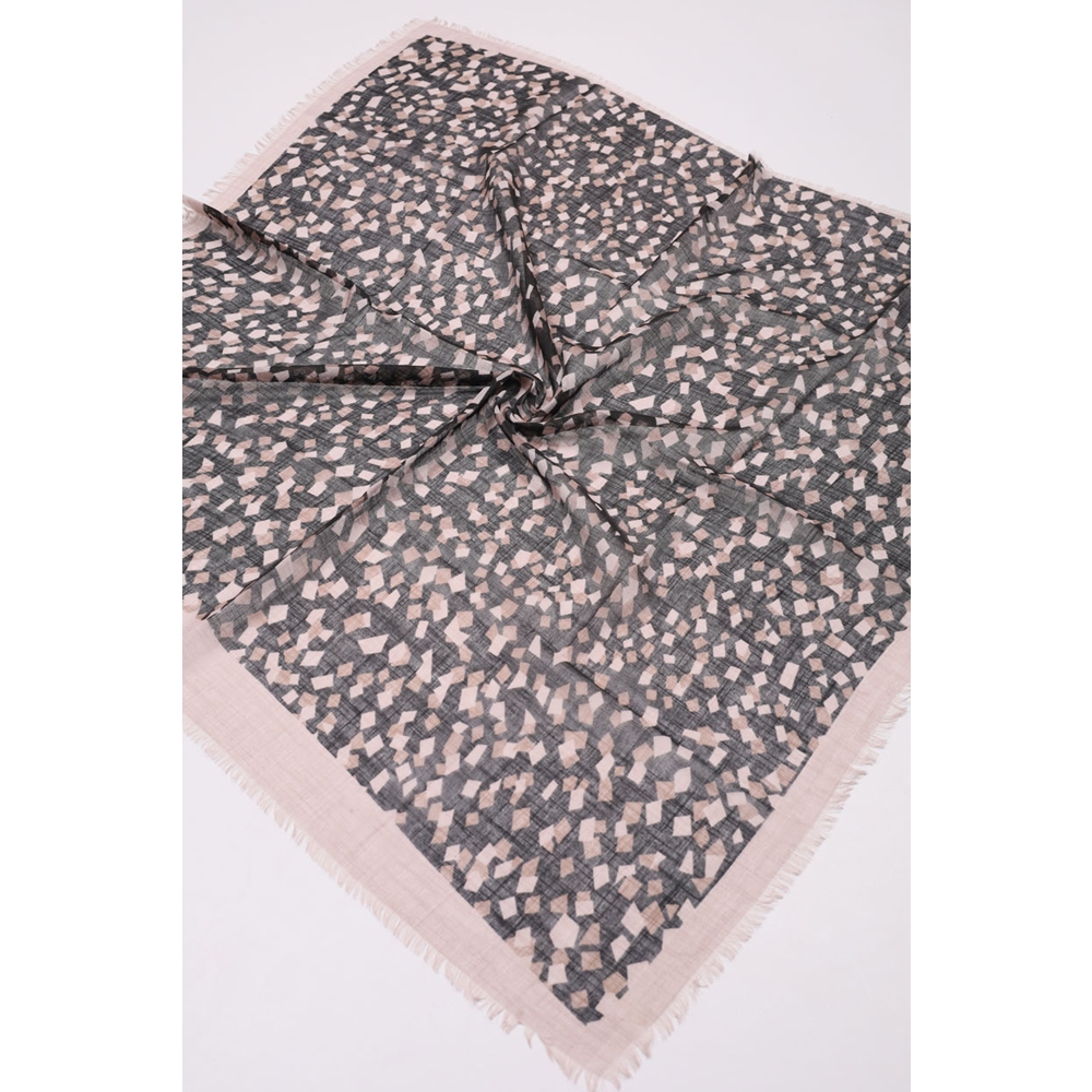 Desenli Keten Flamlı Eşarp - Desen-03