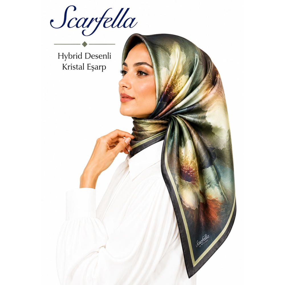 Scarfella Hybrid Desenli Kristal Eşarp - Desen-07