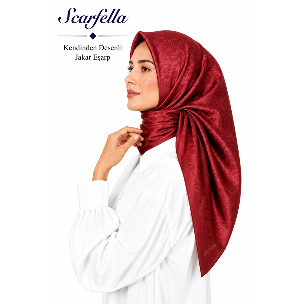 Scarfella Kendinden Desenli Jakar Eşarp - Desen-12