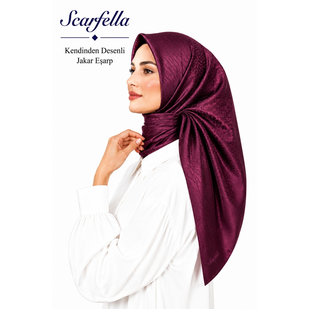 Scarfella Kendinden Desenli Jakar Eşarp - Desen-13