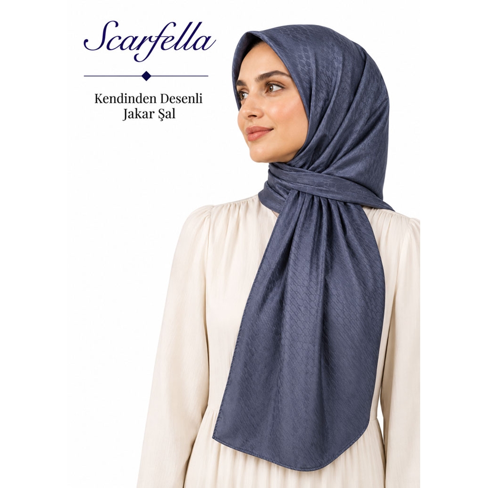 Scarfella Kendinden Desenli Jakar Şal - Desen-07