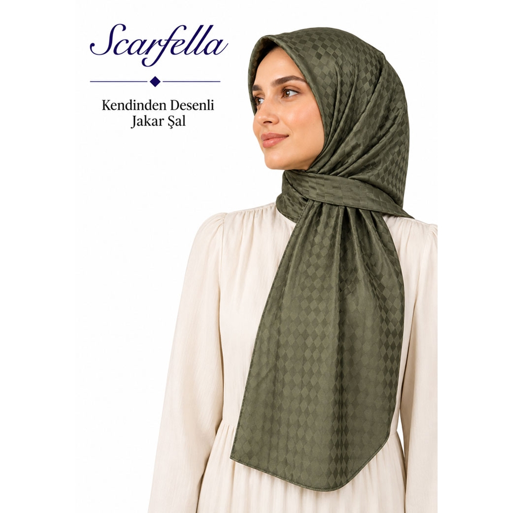 Scarfella Kendinden Desenli Jakar Şal - Desen-08
