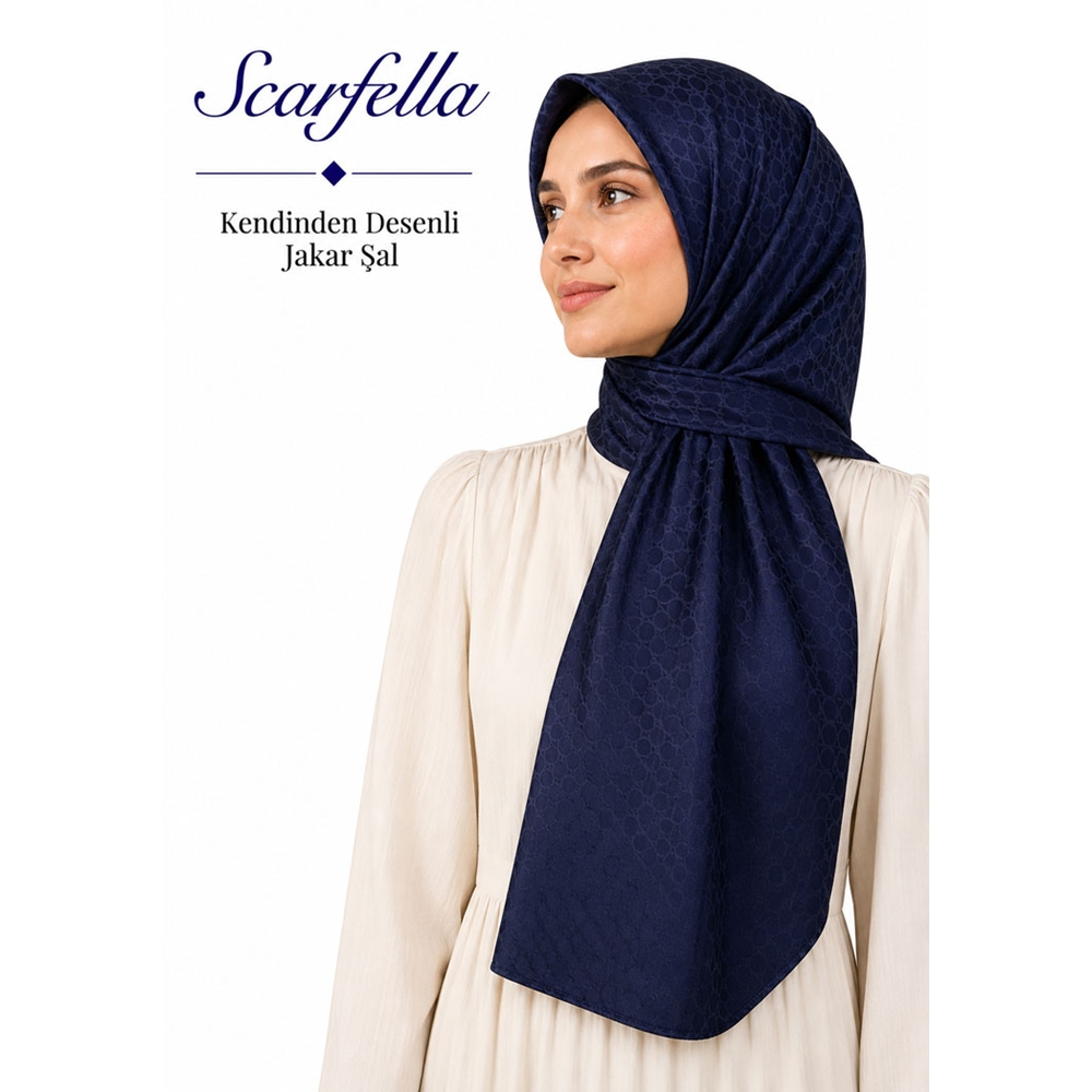 Scarfella Kendinden Desenli Jakar Şal - Desen-09