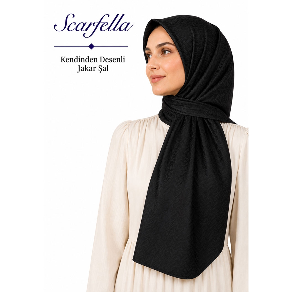 Scarfella Kendinden Desenli Jakar Şal - Desen-10