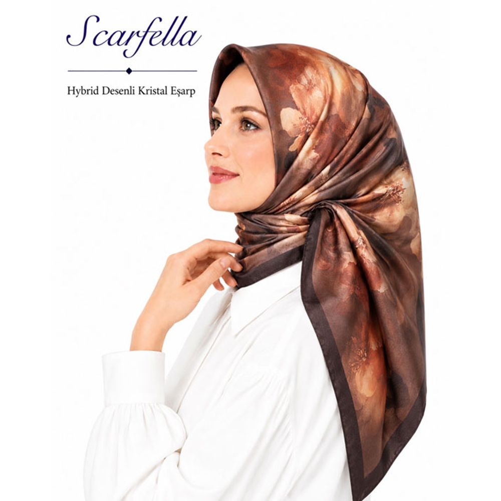 Scarfella Hybrid Desenli Kristal Eşarp - Desen-18