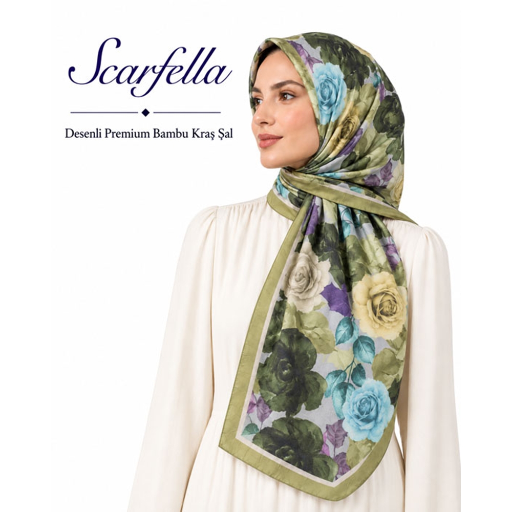 Scarfella Desenli Premium Bambu Kraş Şal - Desen-08